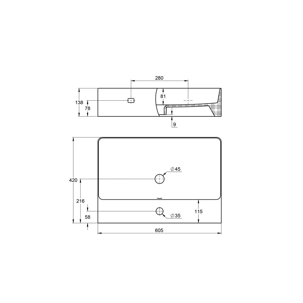 Waschbecken aus Keramik Treos Serie 800 Breite 60,5cm weiß