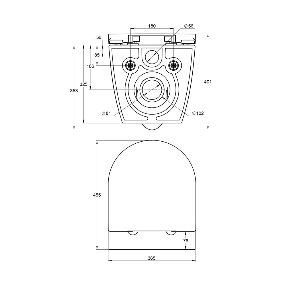 verkürztes WC nur 45cm - mit Sitz (Set) - spülrandlos - Toilette Raumspar-WC