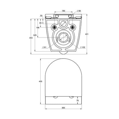 verkürztes WC nur 45cm - mit Sitz (Set) - spülrandlos - Toilette Raumspar-WC