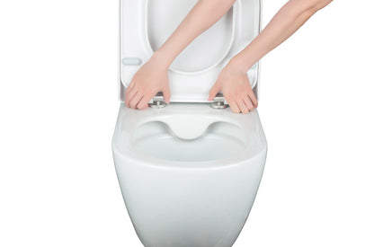 Treos Set - verkürztes WC nur 45cm - mit Sitz - spülrandlos - Toilette Raumspar-WC