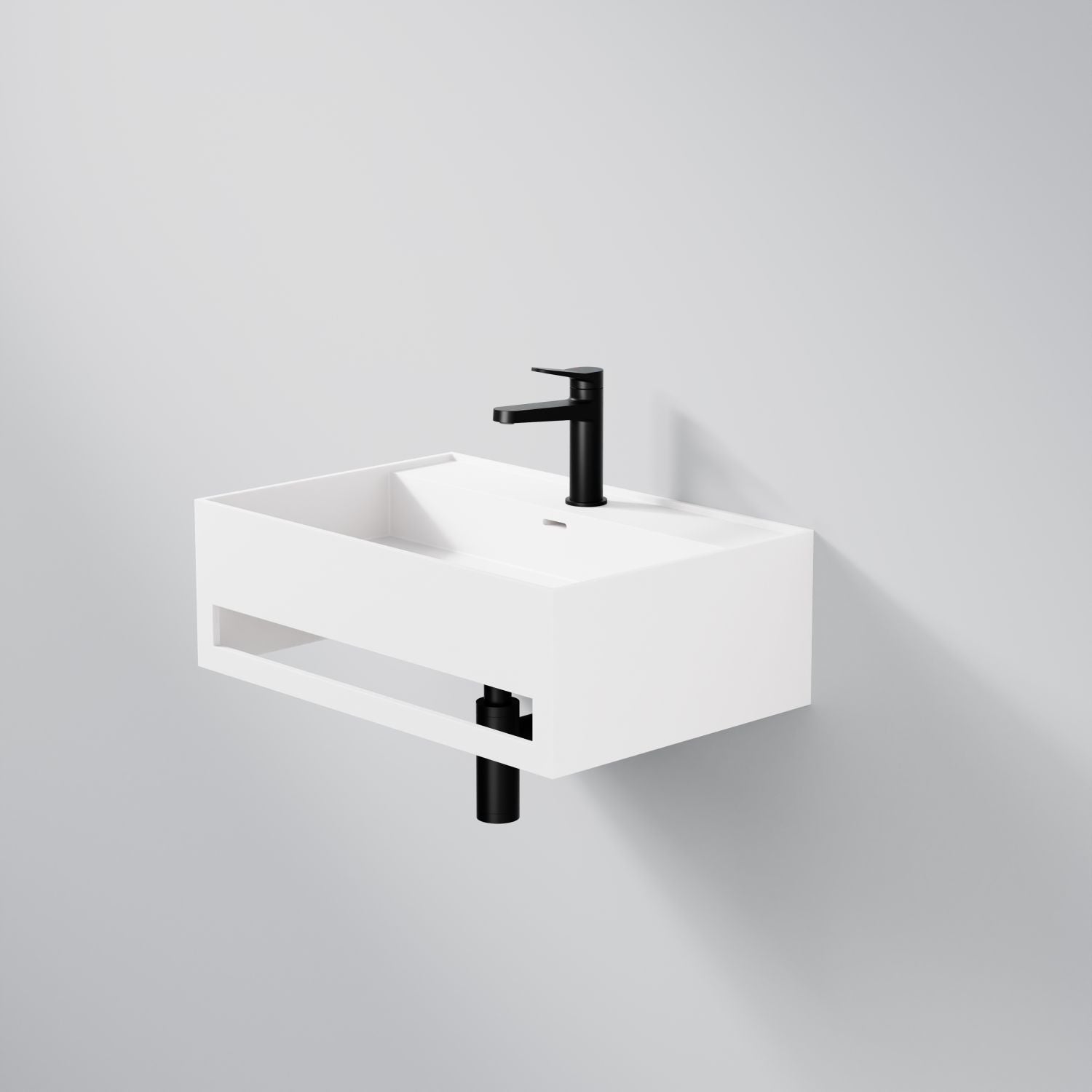 Steinberg Serie 443 - Wandwaschtisch rechteckig - aus Solid Surface - weiß